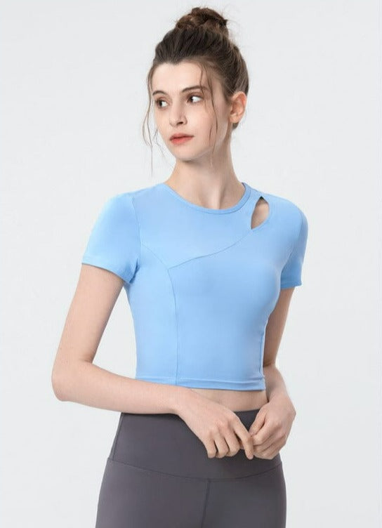 Shoulder Slit Cropped Active Top