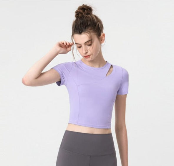 Shoulder Slit Cropped Active Top