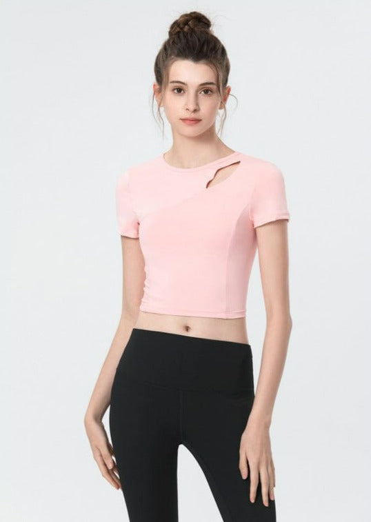 Shoulder Slit Cropped Active Top