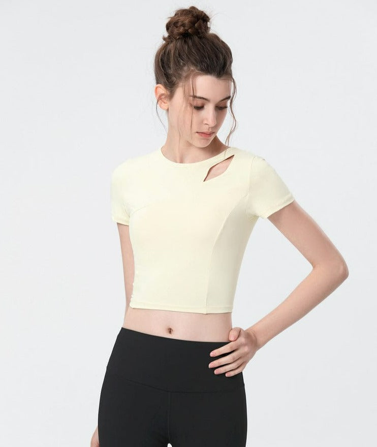 Shoulder Slit Cropped Active Top