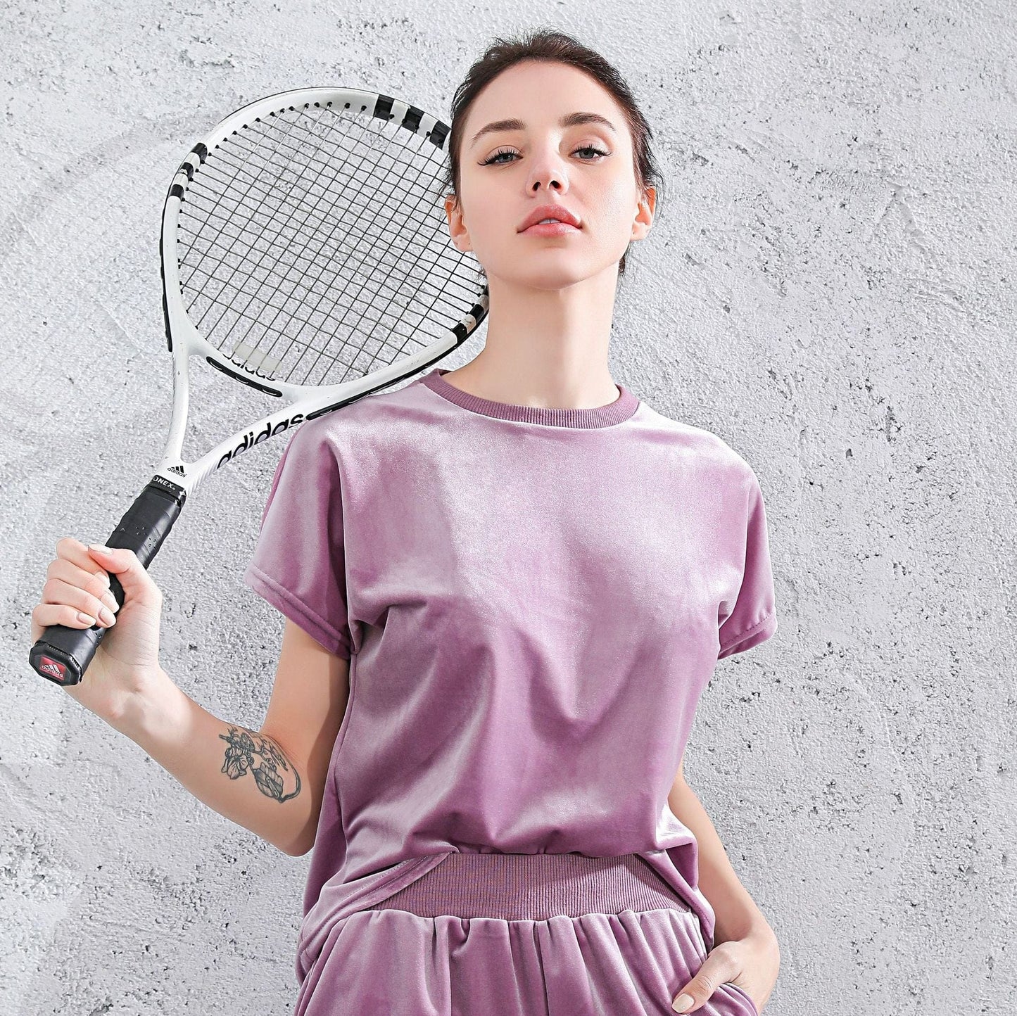 Mesh Lined Velvet Relaxed Tee