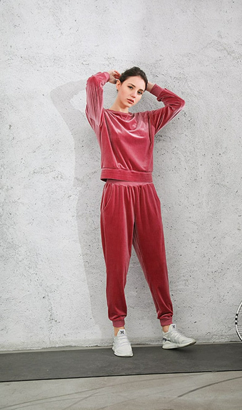 Velvet Elastic Cuffs Sweatpants