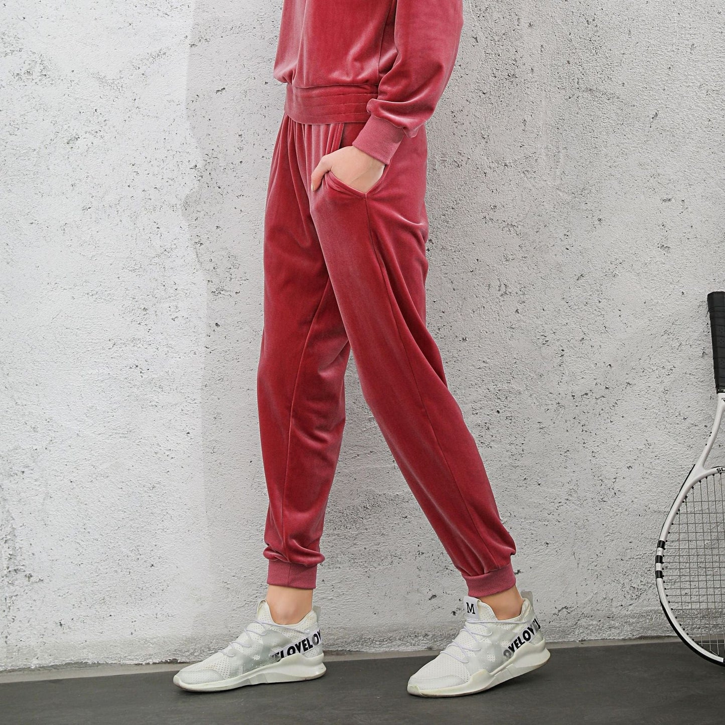 Velvet Elastic Cuffs Sweatpants
