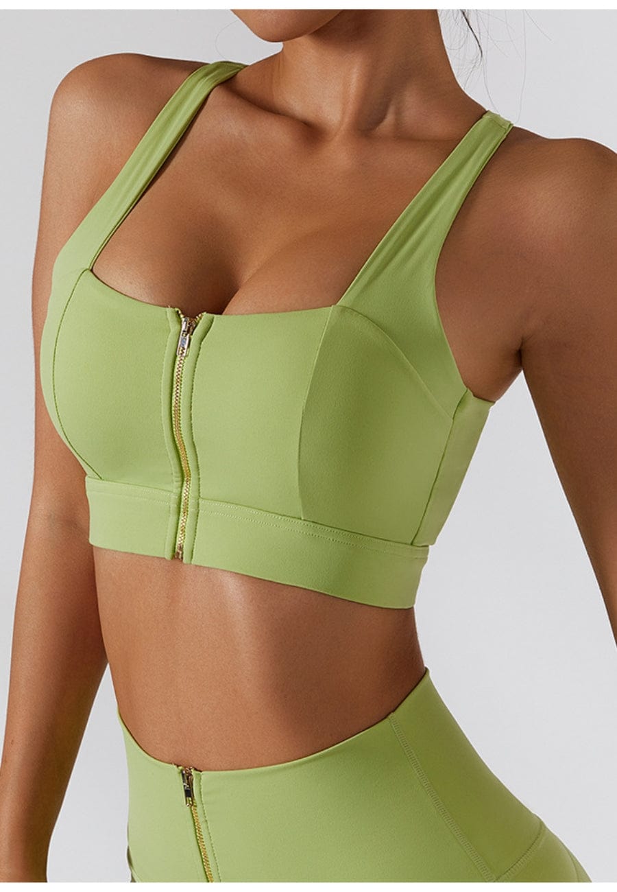 Zippered Adjustable Thin Strap Sports Bra