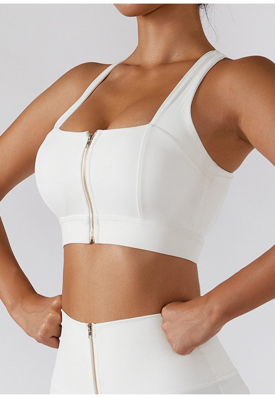 Zippered Adjustable Thin Strap Sports Bra