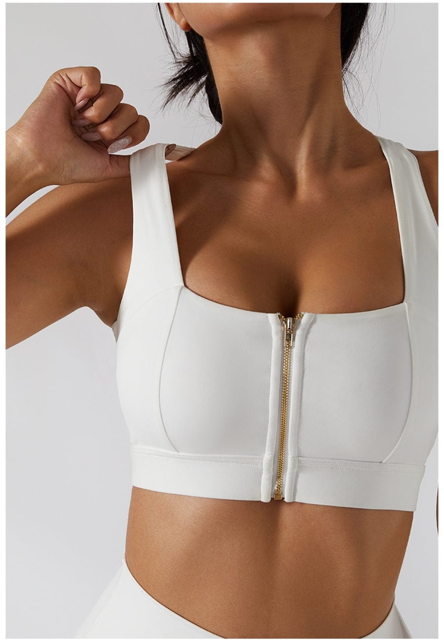 Zippered Adjustable Thin Strap Sports Bra
