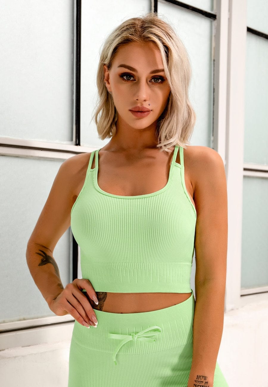 Cut-Out Strappy Racer Longline Sports Bra Tank