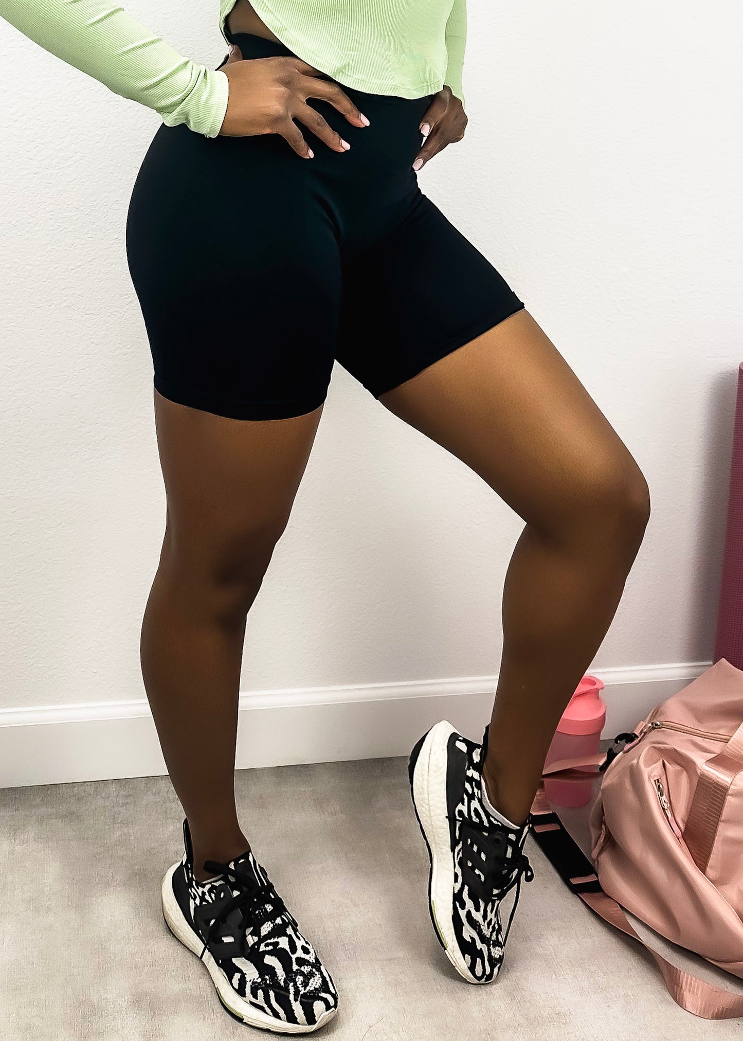 High Waist Side Mesh Active Shorts
