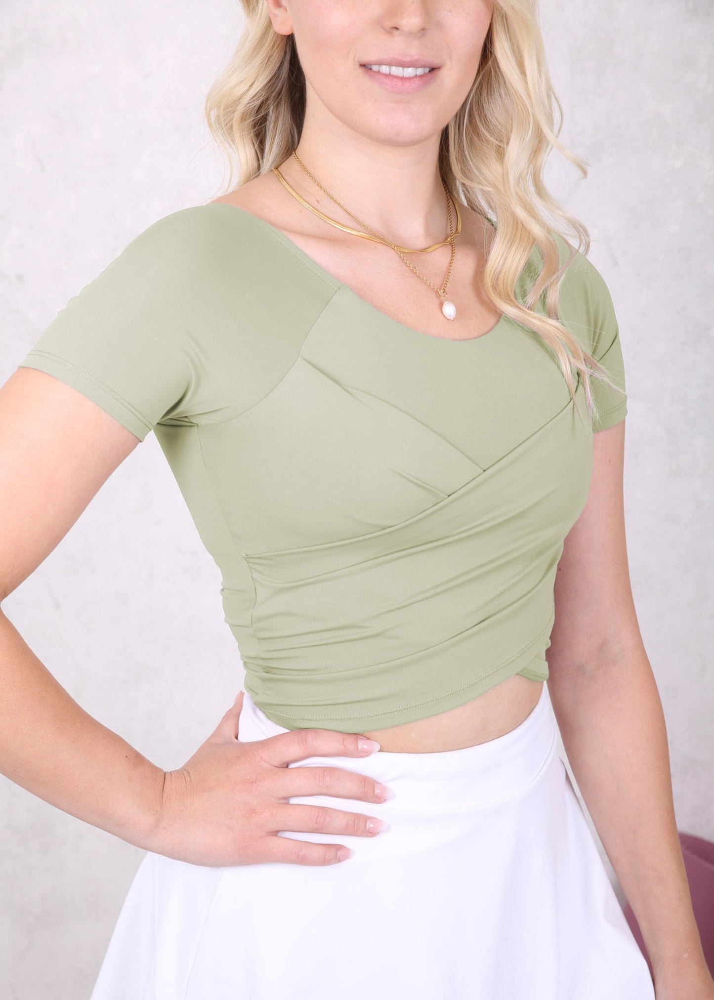 Overlap Front Raglan Sleeve Tee