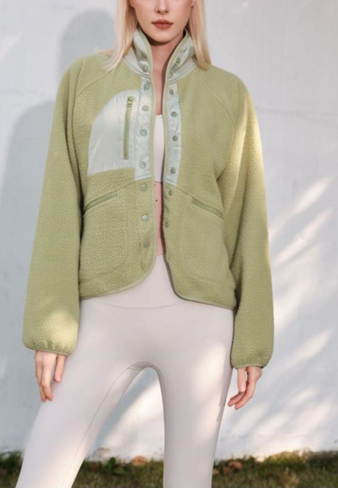 Textured Shearling Button Front Jacket