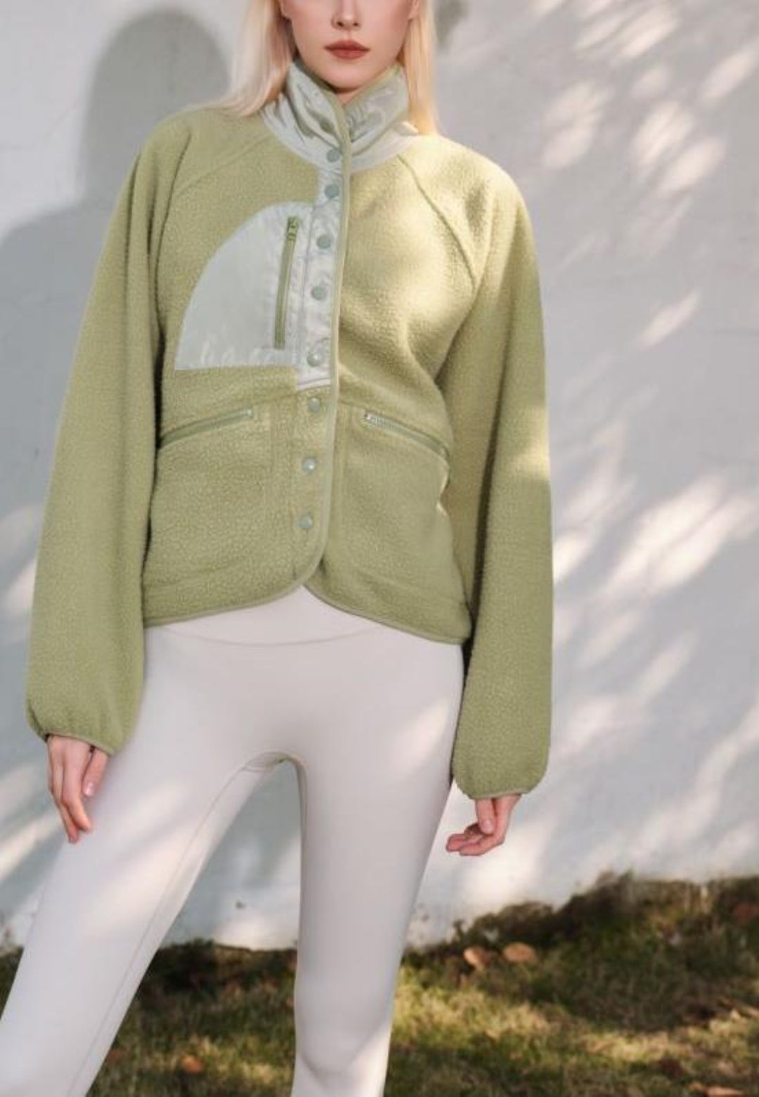 Textured Shearling Button Front Jacket