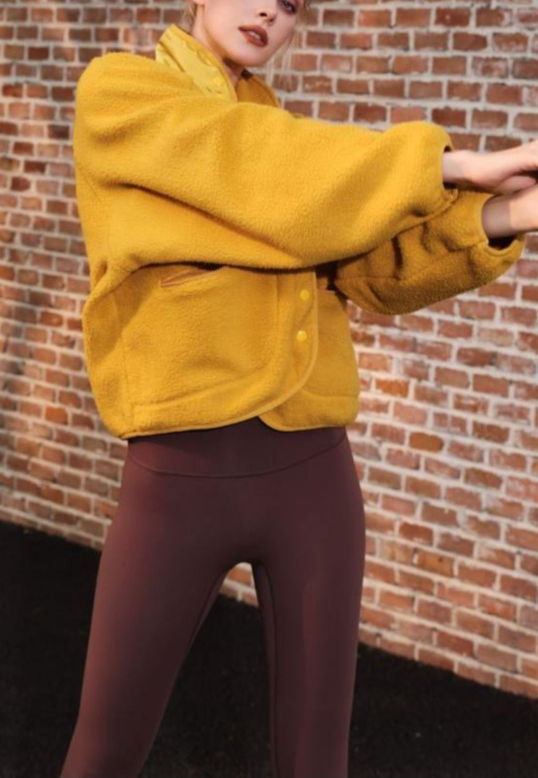 Textured Shearling Button Front Jacket