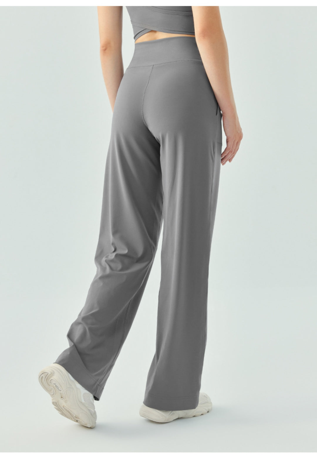 Women High-waisted Drawstring Loose Solid Color Fitness Sports Yoga Pants