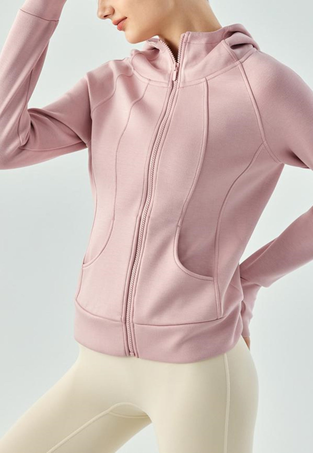 Long Sleeve Loose Zipper Hooded Sweat Jacket