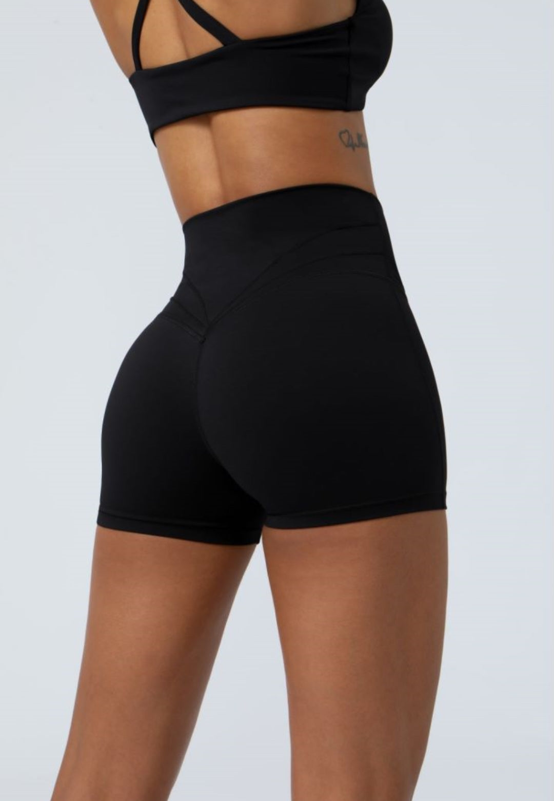 Stretch High Waist Running Fitness Crossover Waist Shorts