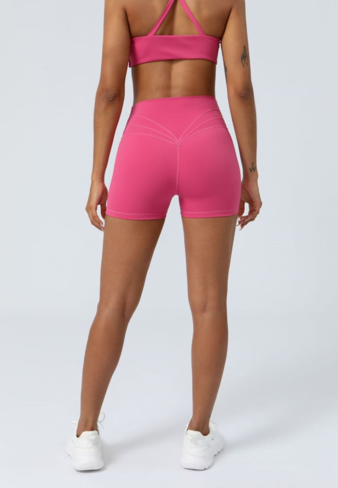 Stretch High Waist Running Fitness Crossover Waist Shorts