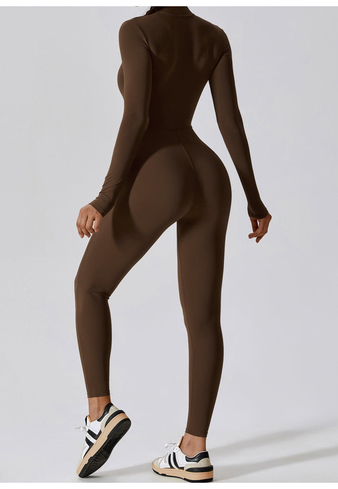Zipper Long Sleeved Fitness Training Workout Bodysuit