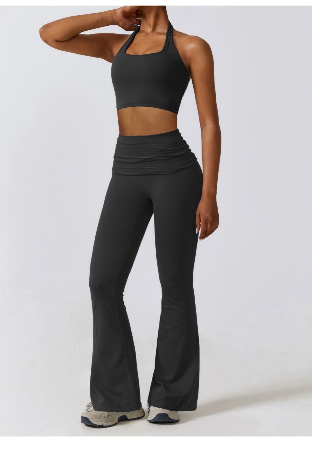 Shirred High Waist Flared Leggings