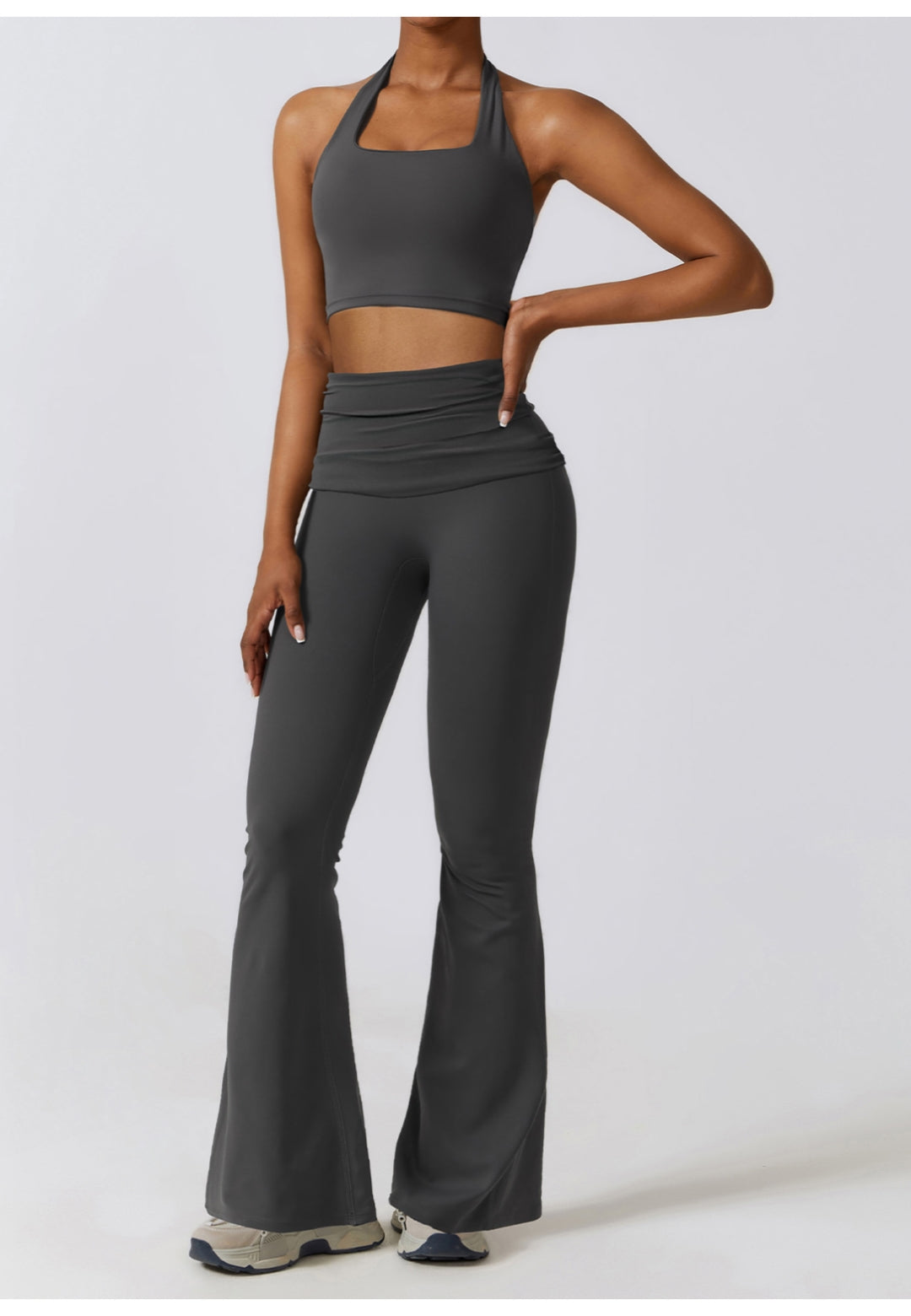 Shirred High Waist Flared Leggings