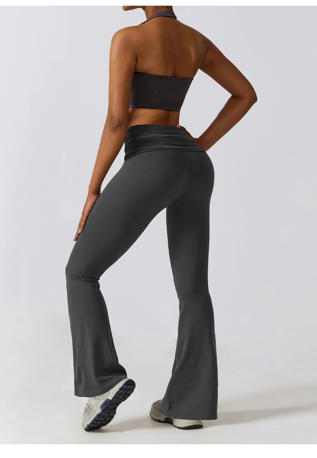 Shirred High Waist Flared Leggings