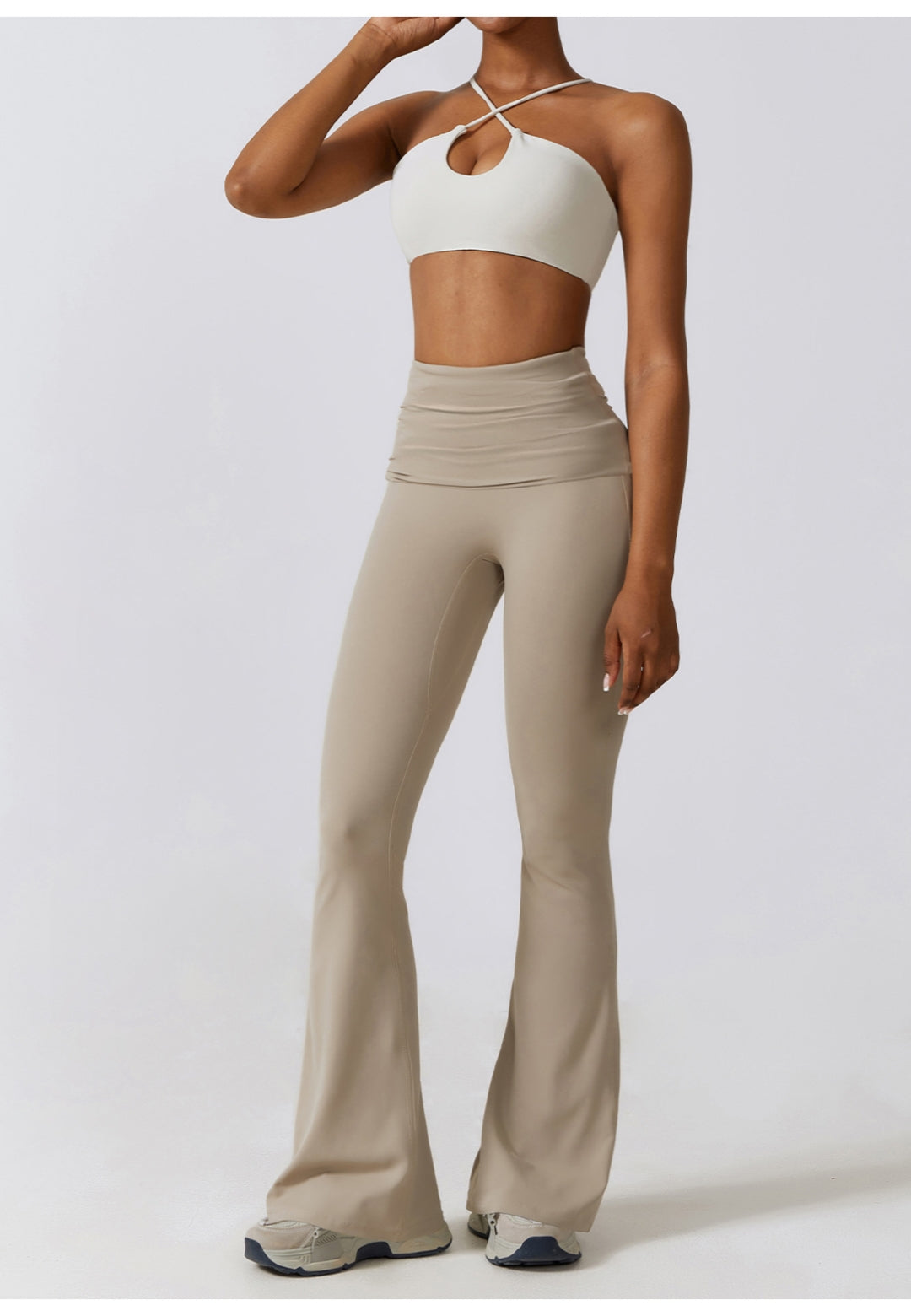 Shirred High Waist Flared Leggings