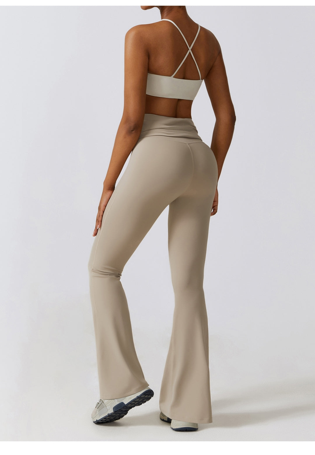 Shirred High Waist Flared Leggings
