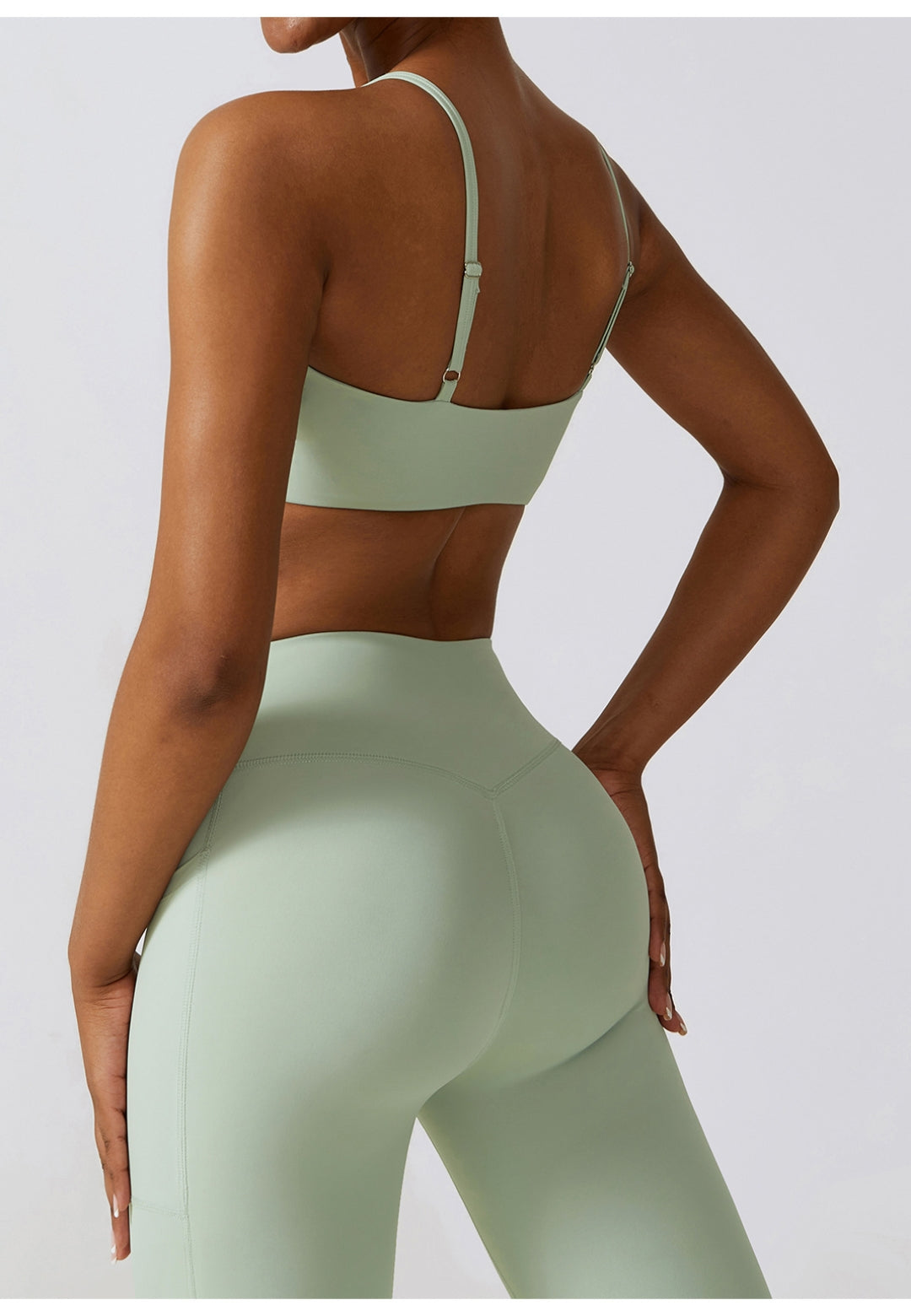 Plunge Neck Twist Front Sports Bra