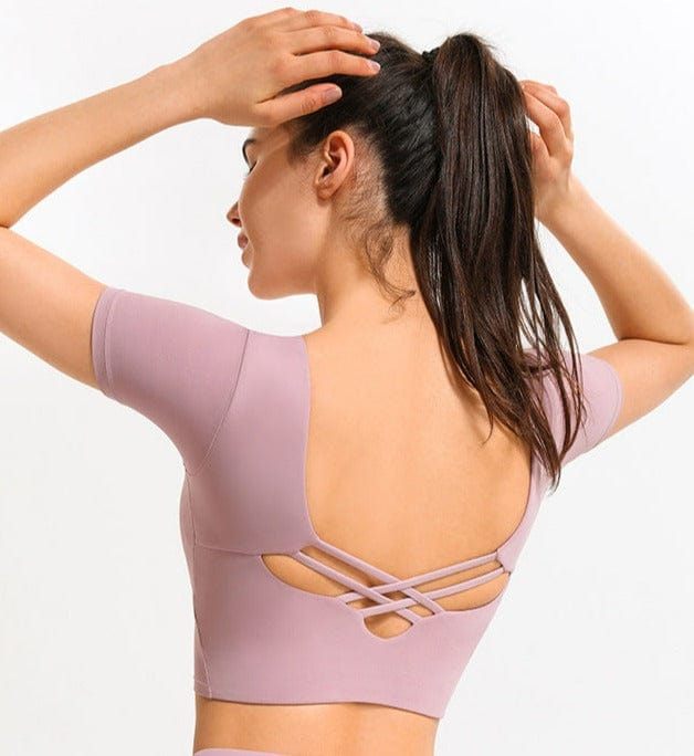 Cross Straps Short Sleeve Active Top