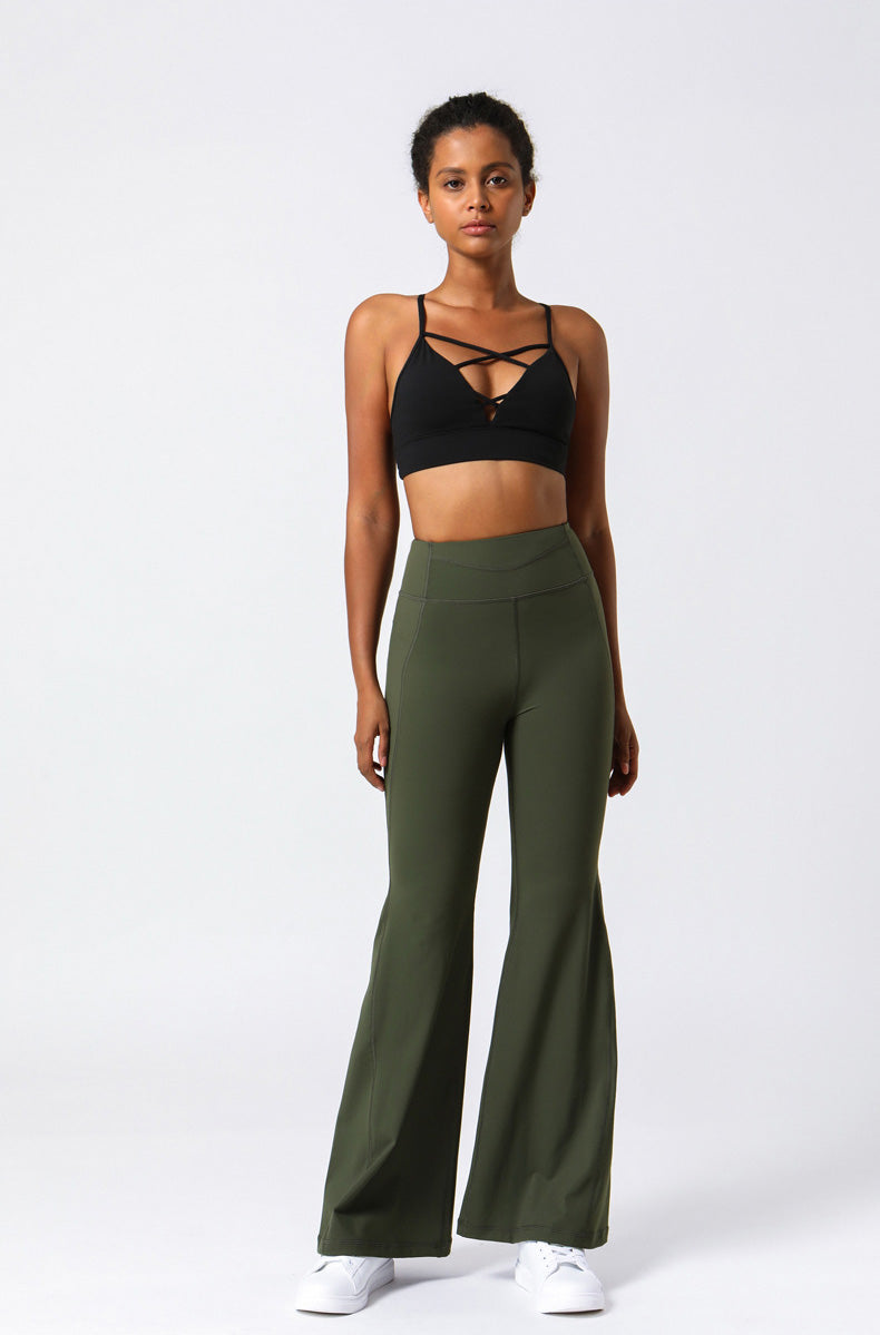 High Waist Flare Pants with Stitching
