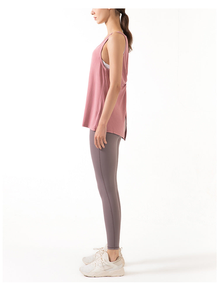 Sleeveless Open Back Split Twist Tank