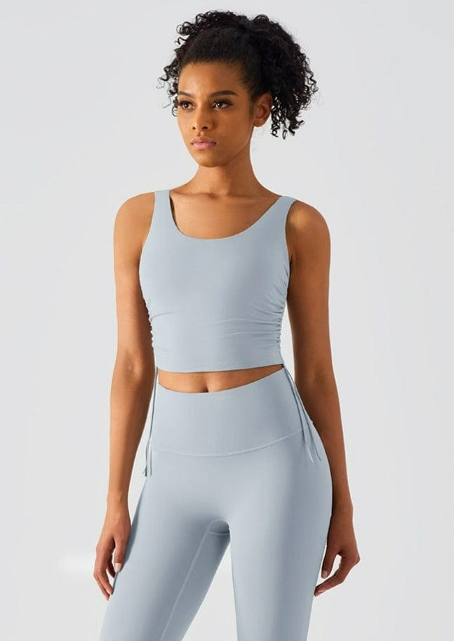 Scoop Neck Ruched Side Buttery Soft Sports Bra Tank