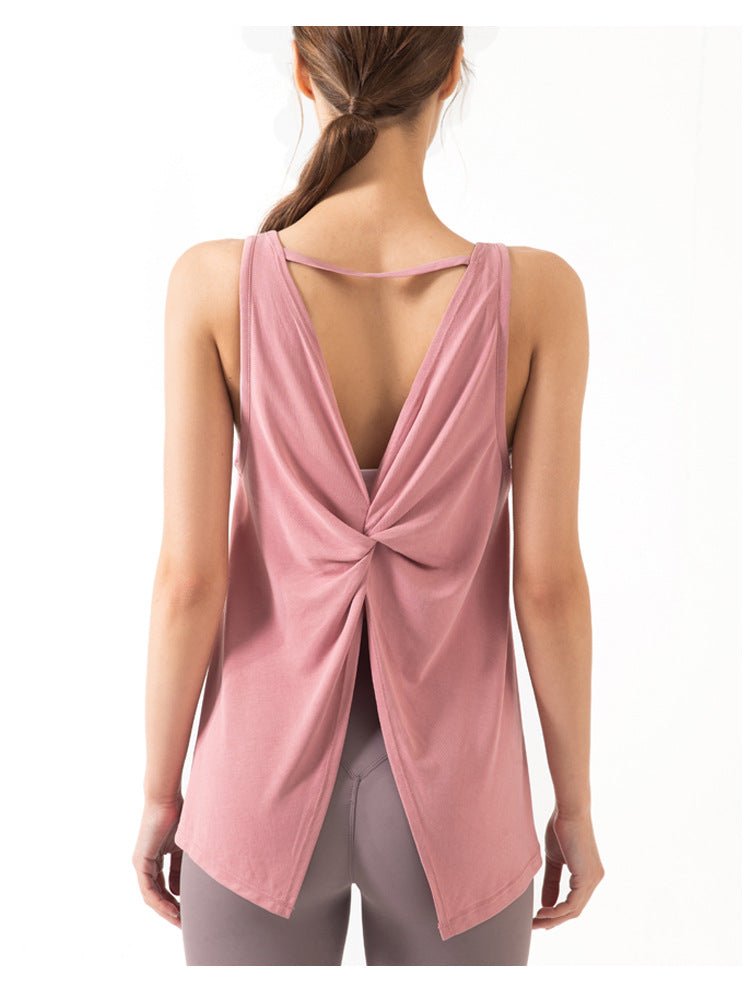 Sleeveless Open Back Split Twist Tank