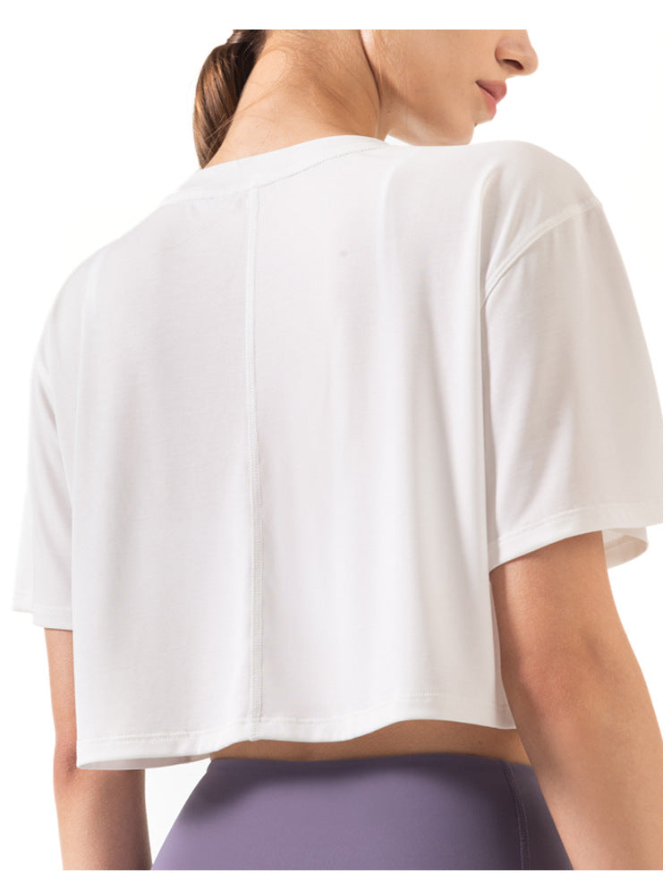 High Neck Cropped Boxy Fitness Tee