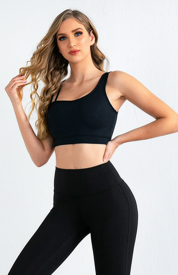 Asymmetrical Shoulder Straps Fitness Sports Bra