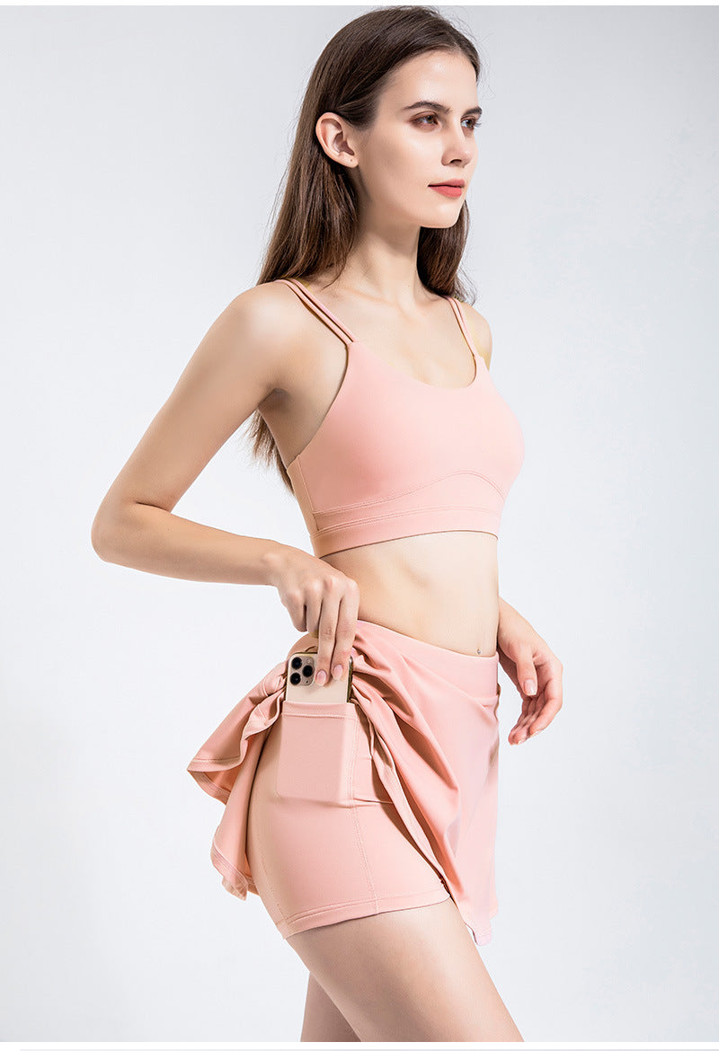 Double Strap Scoop Low Back Sports Bra
