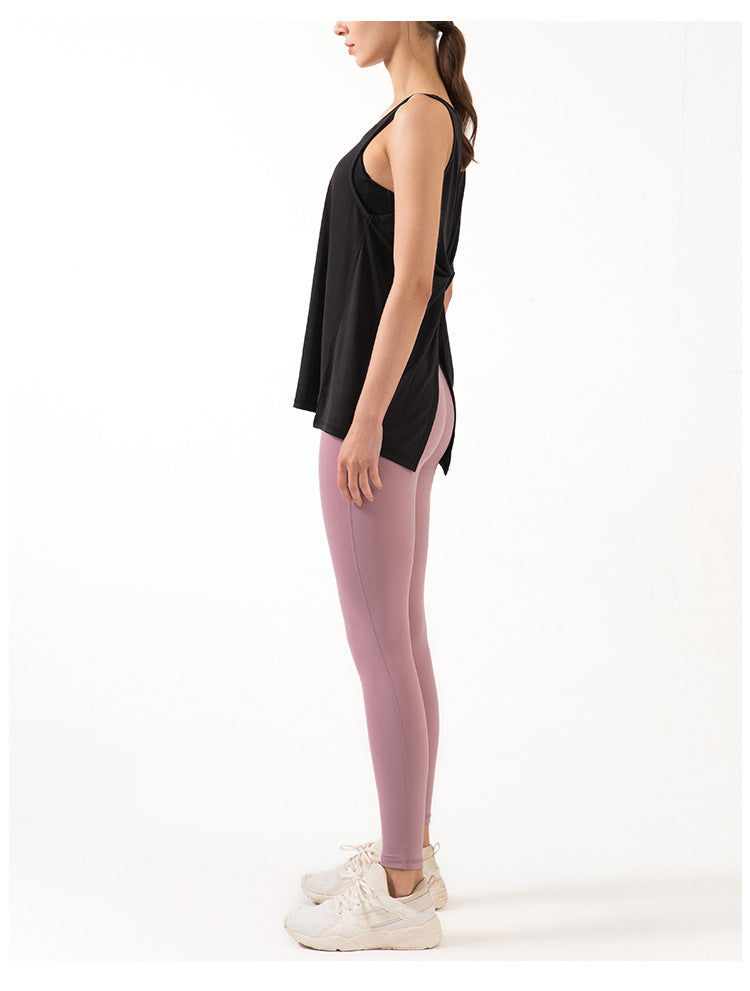 Sleeveless Open Back Split Twist Tank