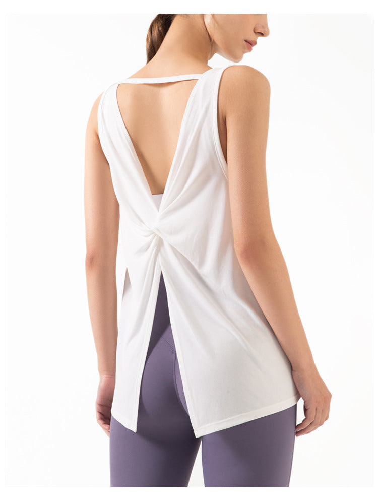 Sleeveless Open Back Split Twist Tank
