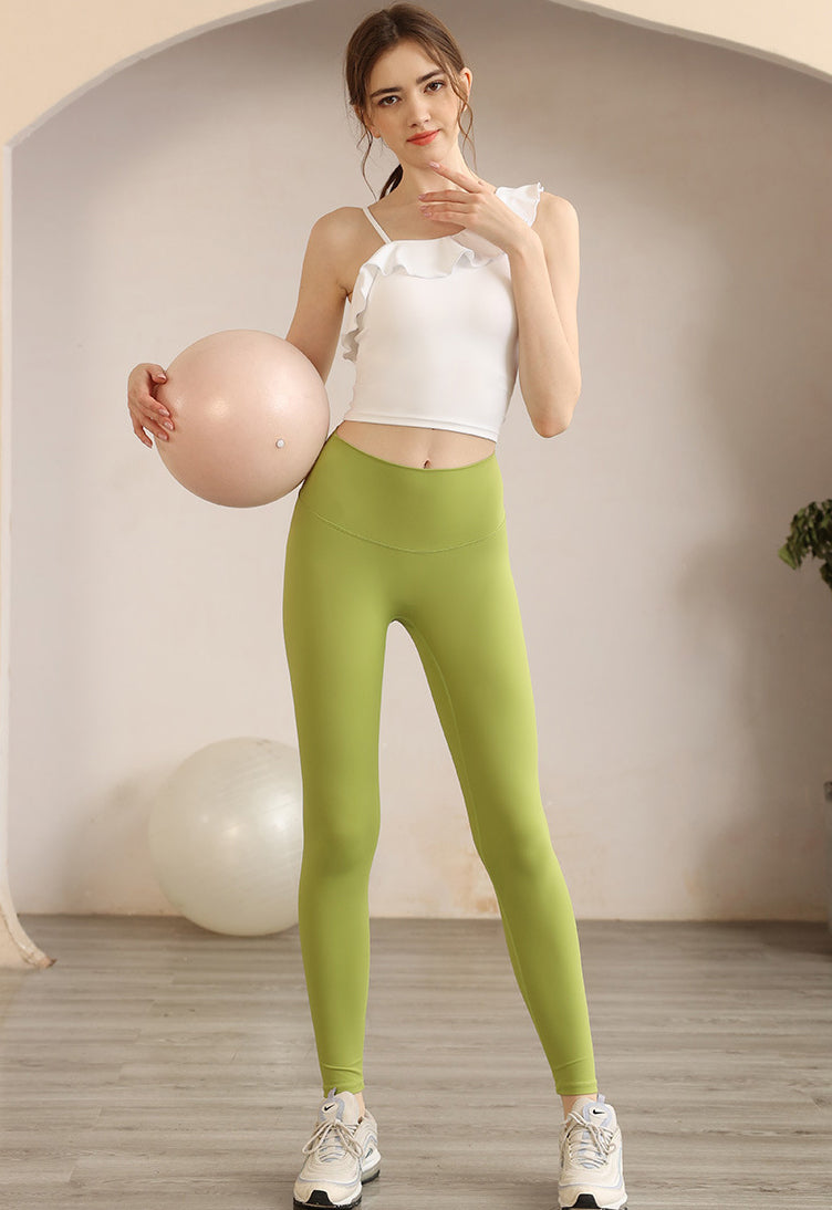 Asymmetrical Ruffle Shoulder Active Top
