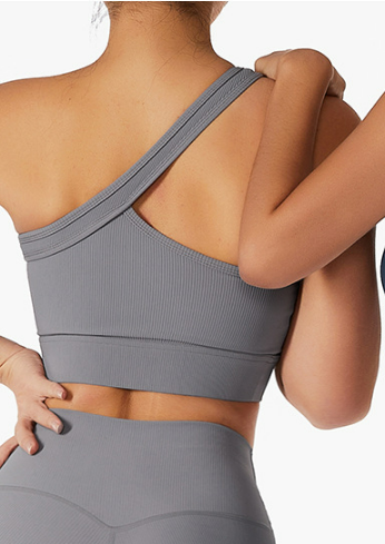 Ribbed Asymmetrical One Shoulder Sports Bra