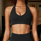 Plunge Halter Neck Sports Bra