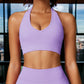 Plunge Halter Neck Sports Bra