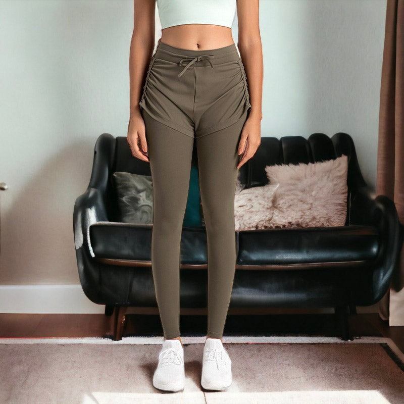 Solid Color Layered Leggings