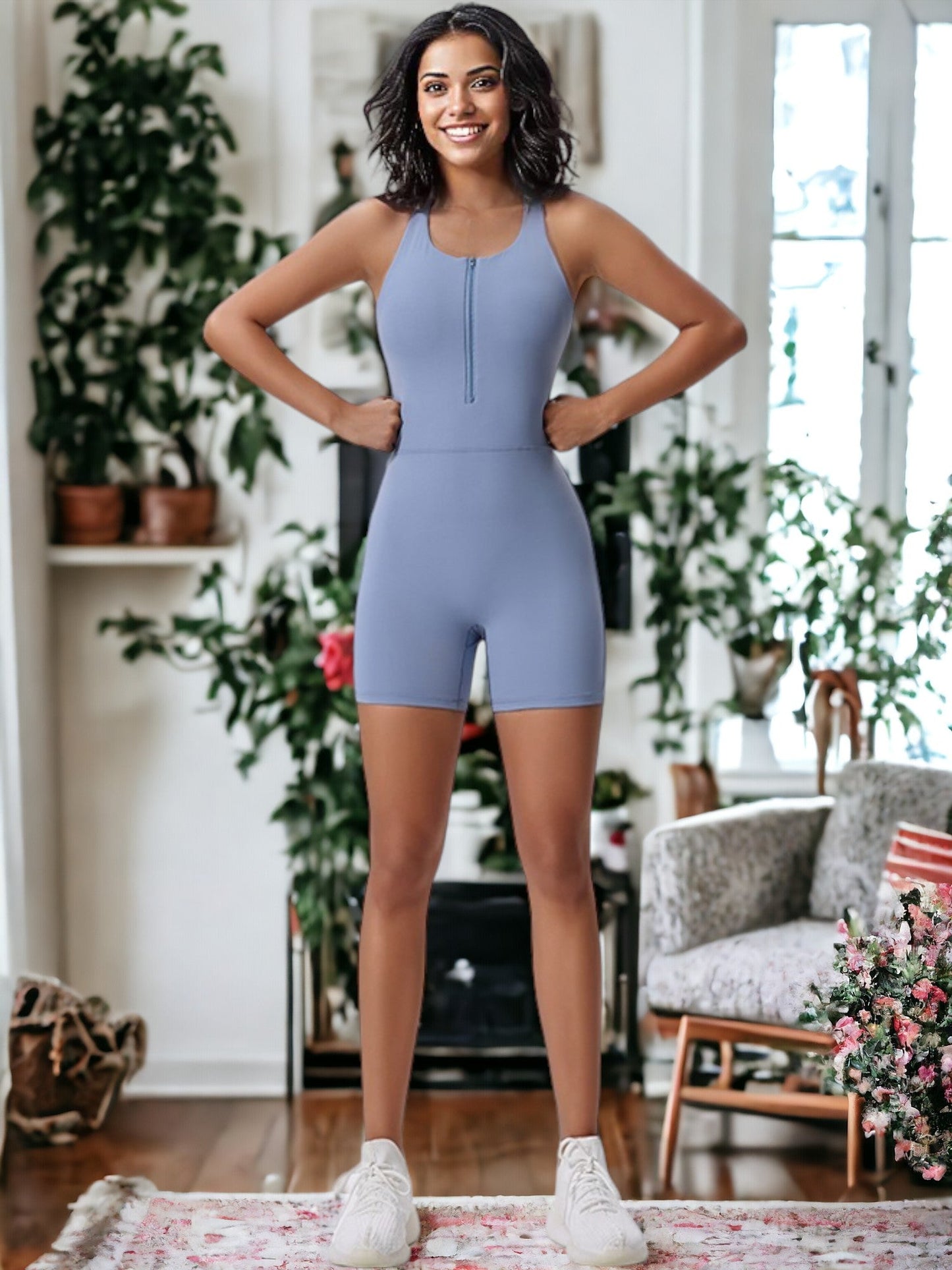 One-Piece Zippered Yoga Sports Jumpsuit