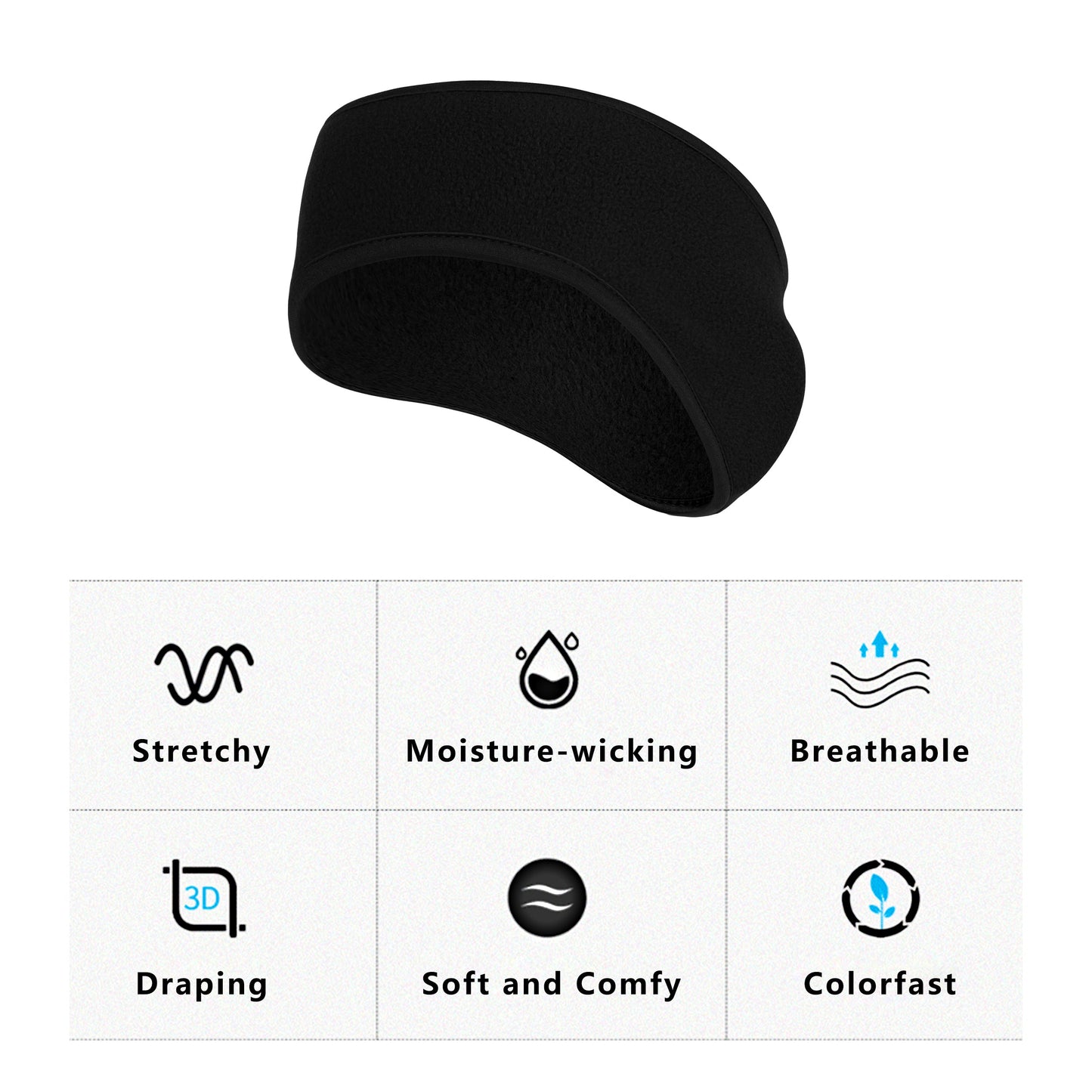 Winter Fleece Headband Moisture-Wicking for Running Sports Workouts Cold Weather Ear Warmer Unisex
