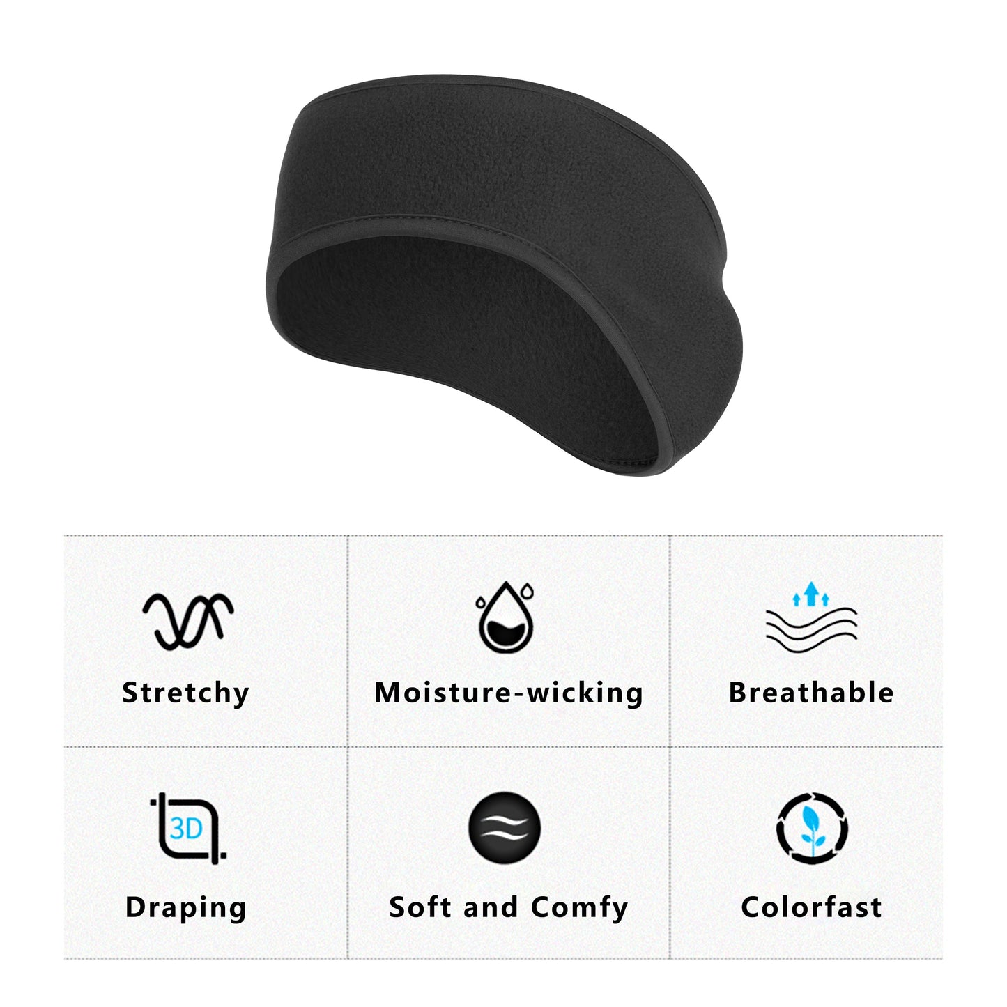 Winter Fleece Headband Moisture-Wicking for Running Sports Workouts Cold Weather Ear Warmer Unisex