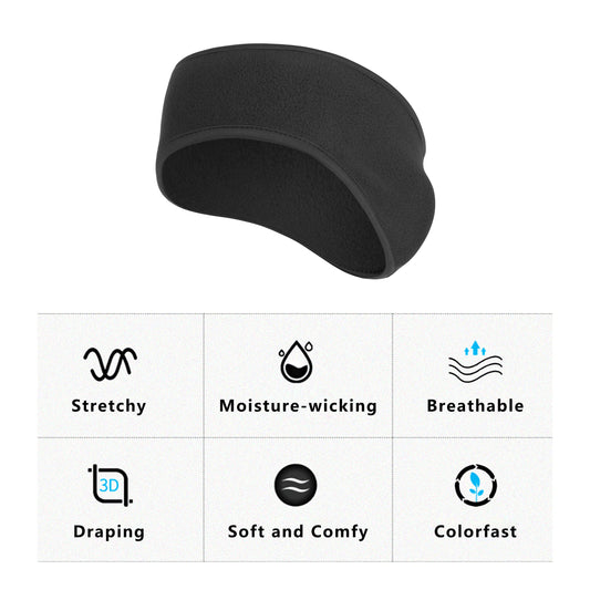 Winter Fleece Headband Moisture-Wicking for Running Sports Workouts Cold Weather Ear Warmer Unisex