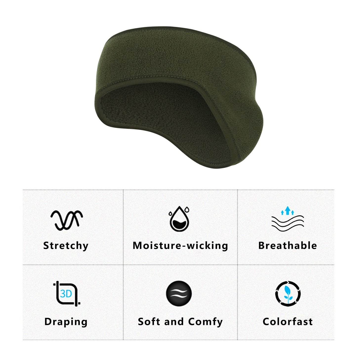 Winter Fleece Headband Moisture-Wicking for Running Sports Workouts Cold Weather Ear Warmer Unisex