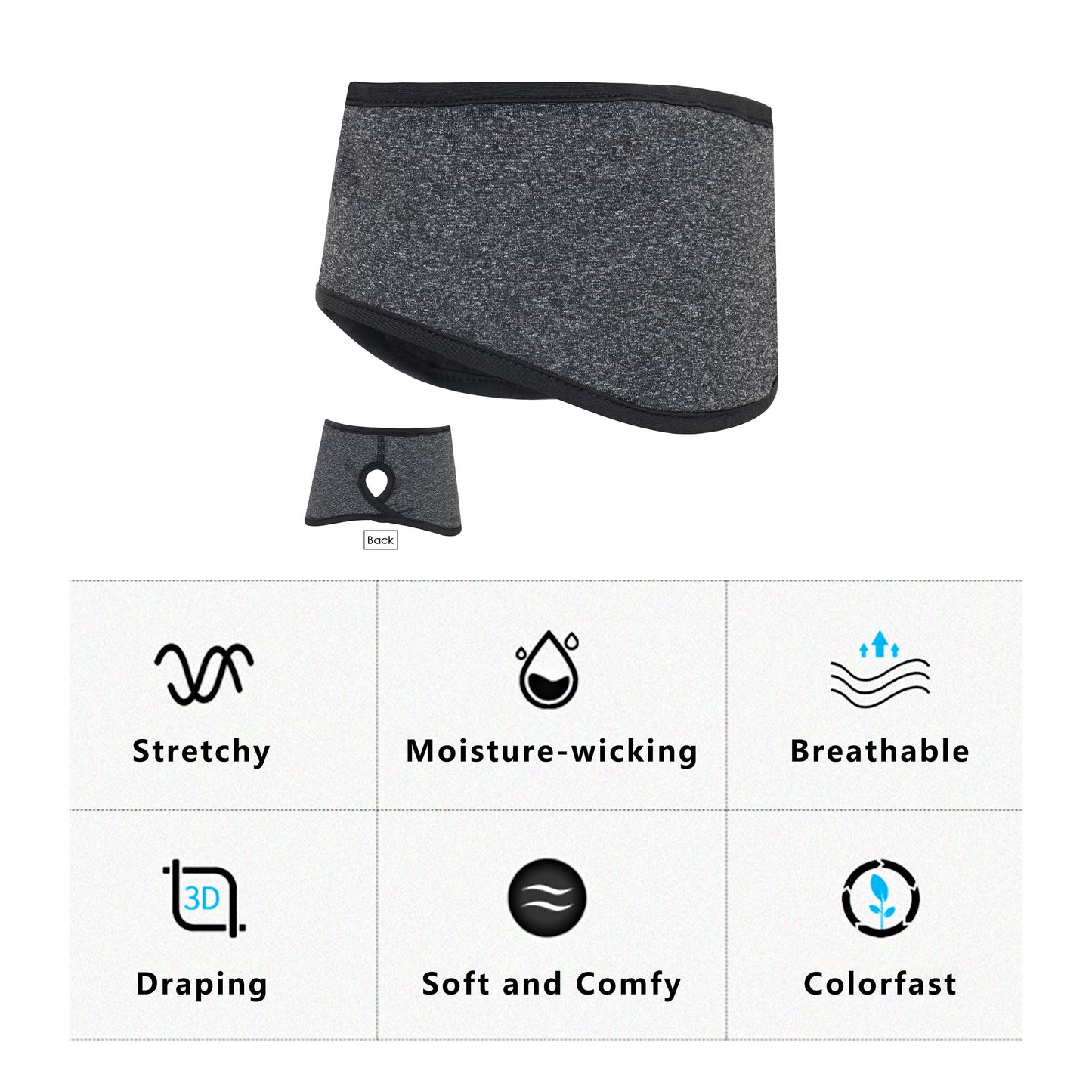 Ponytail Headband Moisture-Wicking for Running Exercise Workouts Winter Ear Warmer