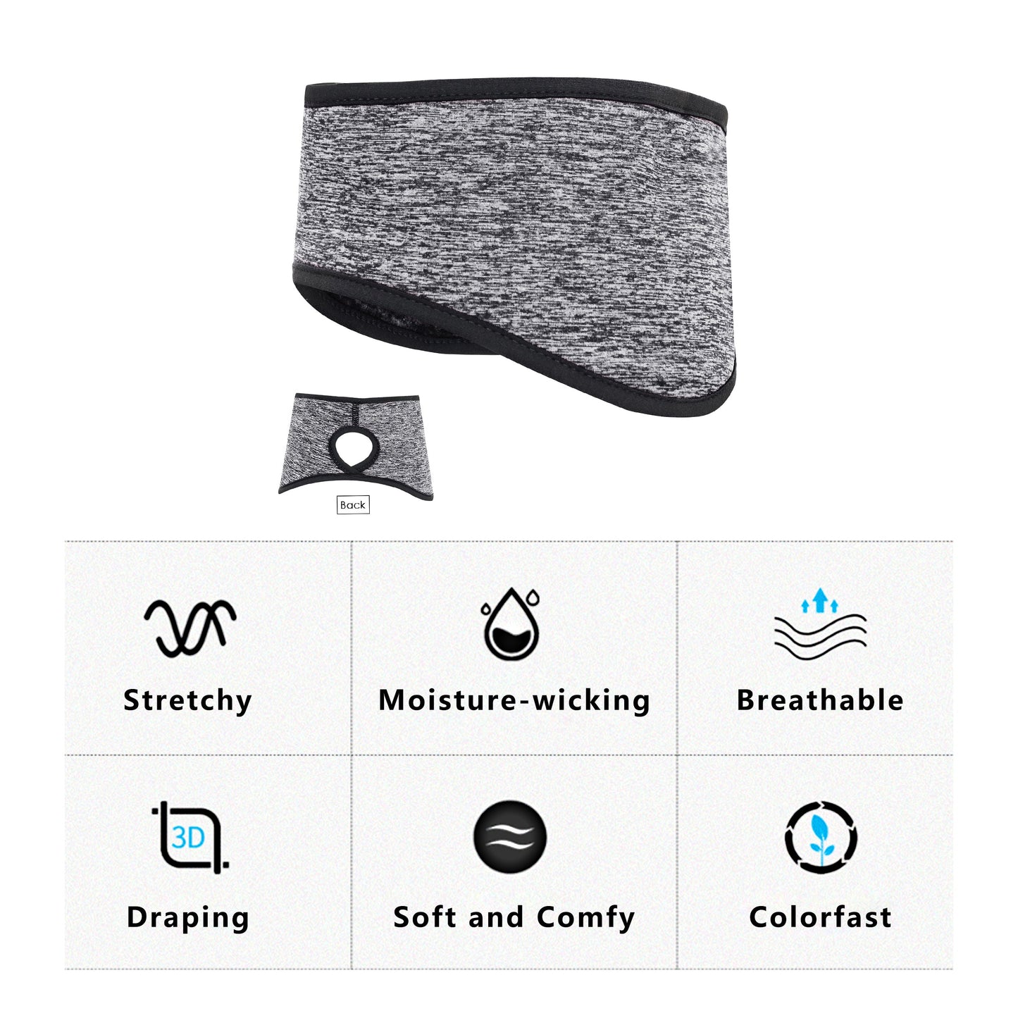 Ponytail Headband Moisture-Wicking for Running Exercise Workouts Winter Ear Warmer