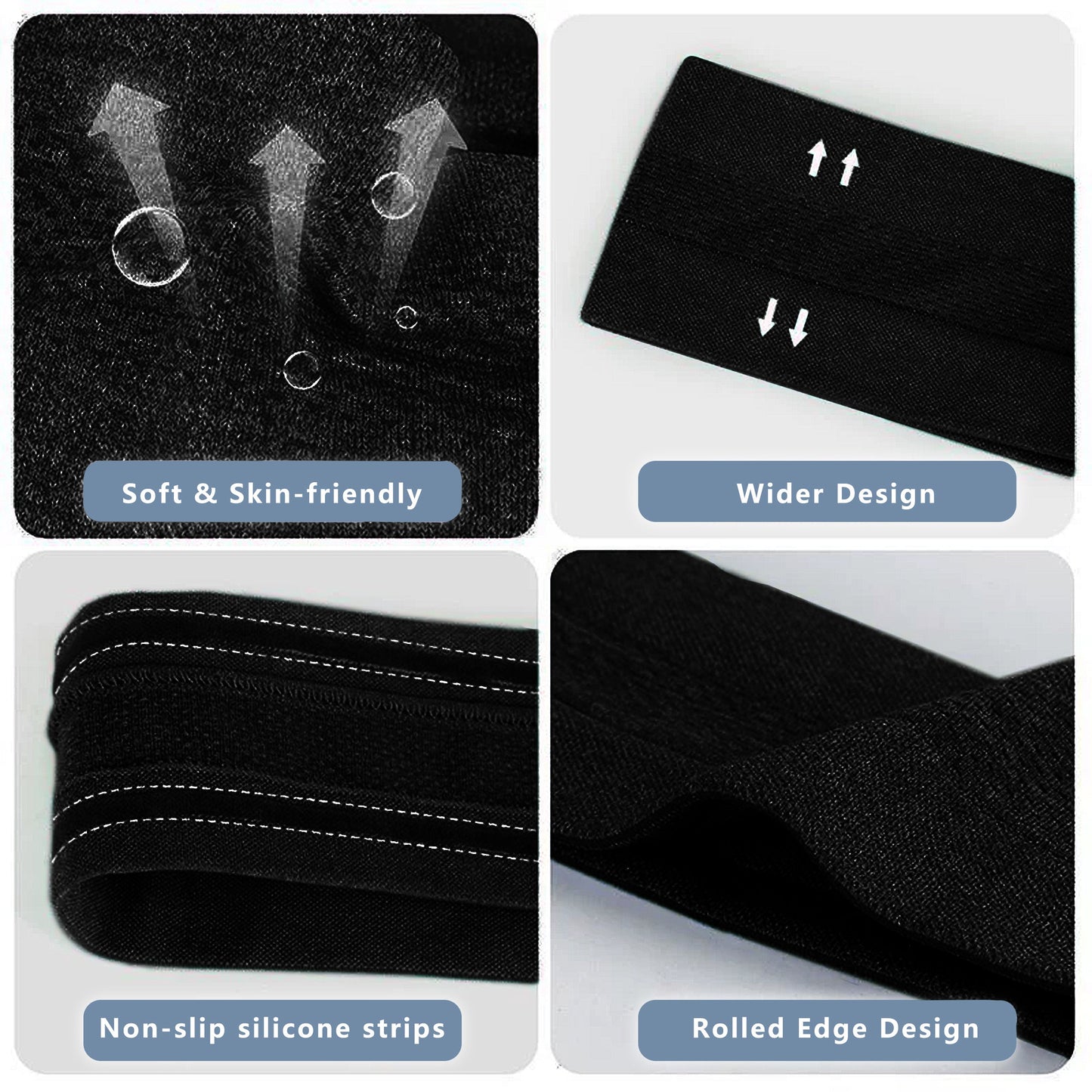 No Damage Stretchy Headbands Moisture-Wicking Quick-Dry for Sports Running Yoga Workouts Unisex